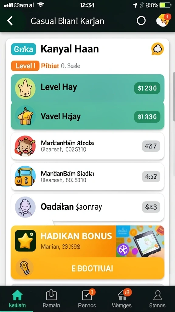 Gambaran karakter utama dalam aksi menarik.